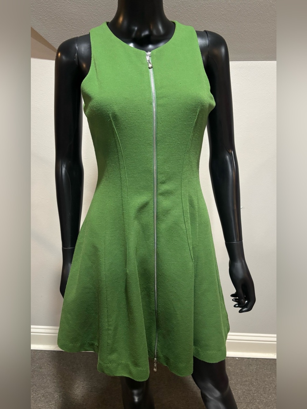 Altar’d State moss green skater dress fit n flare zip front Small